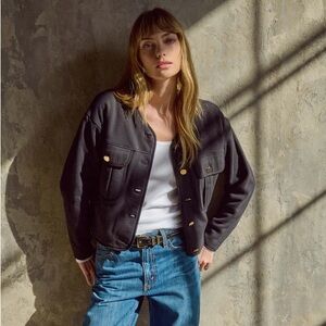 Nation Jordi Bomber Women's Black Button-Up Jacket